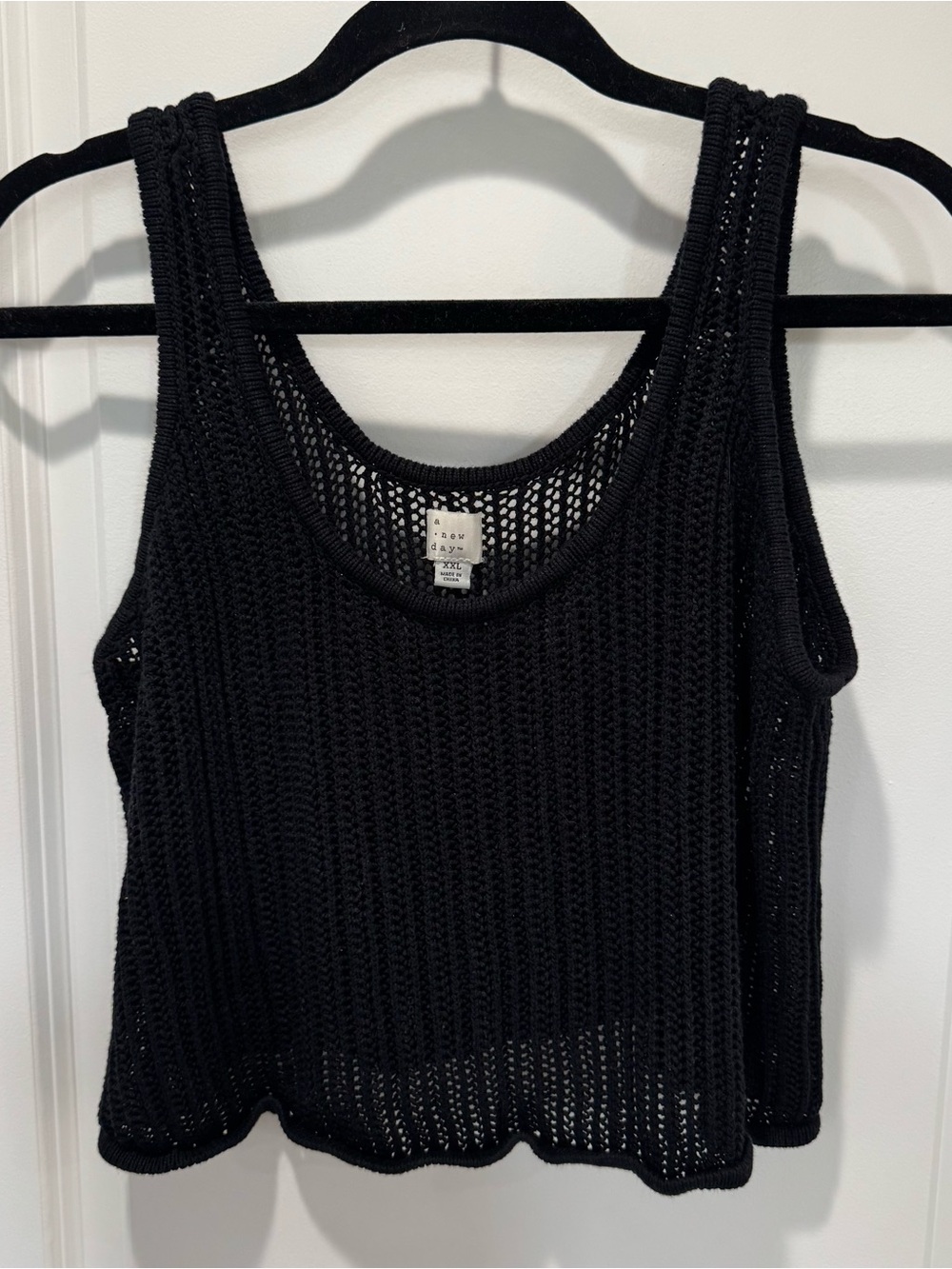 a new day Black Crochet Knit Tank Top